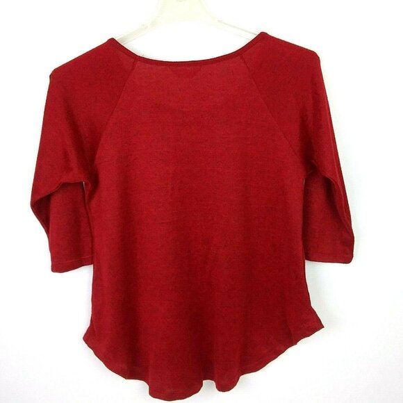 Christmas Novelty Knit Top SJS M Holiday Chic Peace Love Joy Red Bling Sparkle - Picture 3 of 10